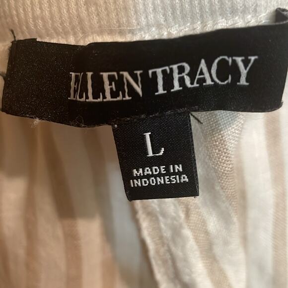 Ellen Tracy Stripped Pure Linen Pants. L - Picture 2 of 5
